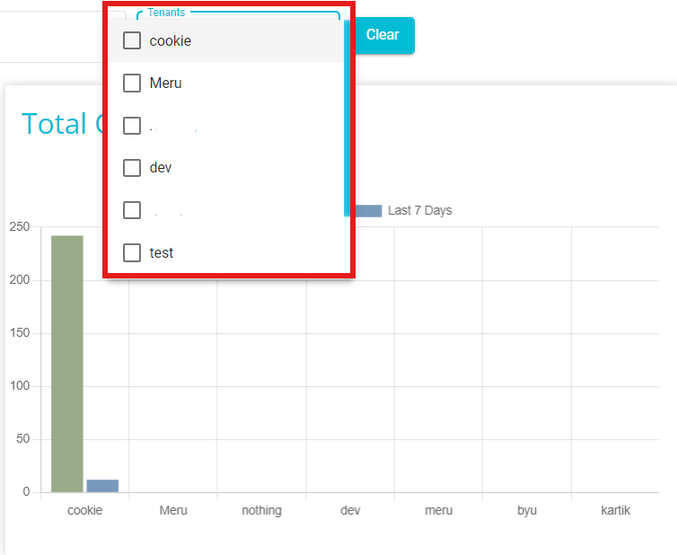 Image showing different tenants allowing users to multiselect according to their requirement